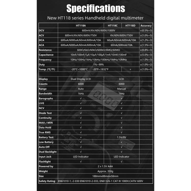 Multimetro digitale portatile HABOTEST HT118D