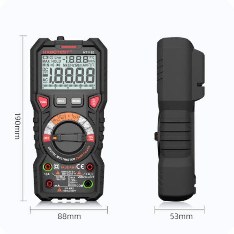 HABOTEST HT118E Multimetro digitale antincendio portatile ad alta precisione a marcia completa, HT118E