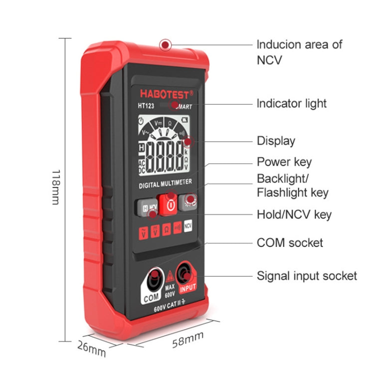 HABOTEST HT123 Mini multimetro digitale ad alta precisione, HT123