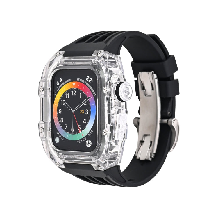 Cassa del cinturino dell'orologio trasparente in gomma fluorurata, For Apple Watch Series 8&7 45mm, For Apple Watch Series 8&7 45mm/SE 2&6&SE&5&4 44mm