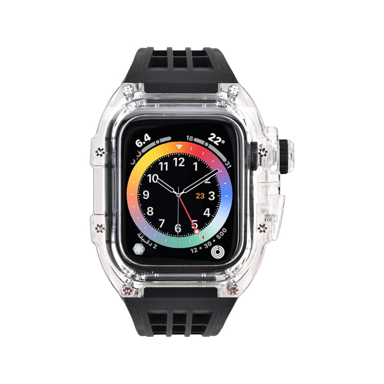 Cassa del cinturino dell'orologio trasparente in gomma fluorurata, For Apple Watch Series 8&7 45mm, For Apple Watch Series 8&7 45mm/SE 2&6&SE&5&4 44mm