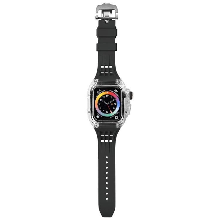 Cassa del cinturino dell'orologio trasparente in gomma fluorurata, For Apple Watch Series 8&7 45mm, For Apple Watch Series 8&7 45mm/SE 2&6&SE&5&4 44mm