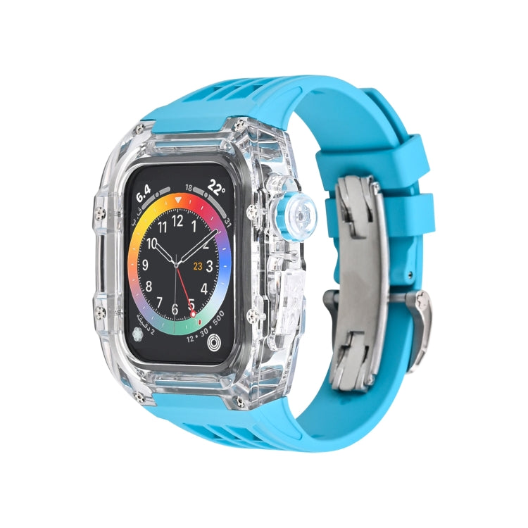 Cassa del cinturino dell'orologio trasparente in gomma fluorurata, For Apple Watch Series 8&7 45mm, For Apple Watch Series 8&7 45mm/SE 2&6&SE&5&4 44mm