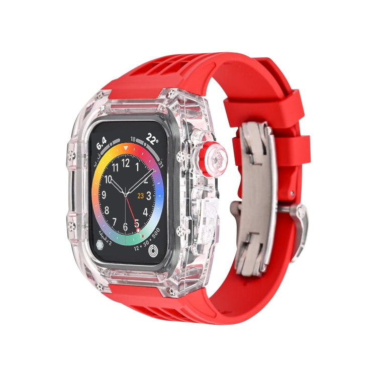 Cassa del cinturino dell'orologio trasparente in gomma fluorurata, For Apple Watch Series 8&7 45mm, For Apple Watch Series 8&7 45mm/SE 2&6&SE&5&4 44mm
