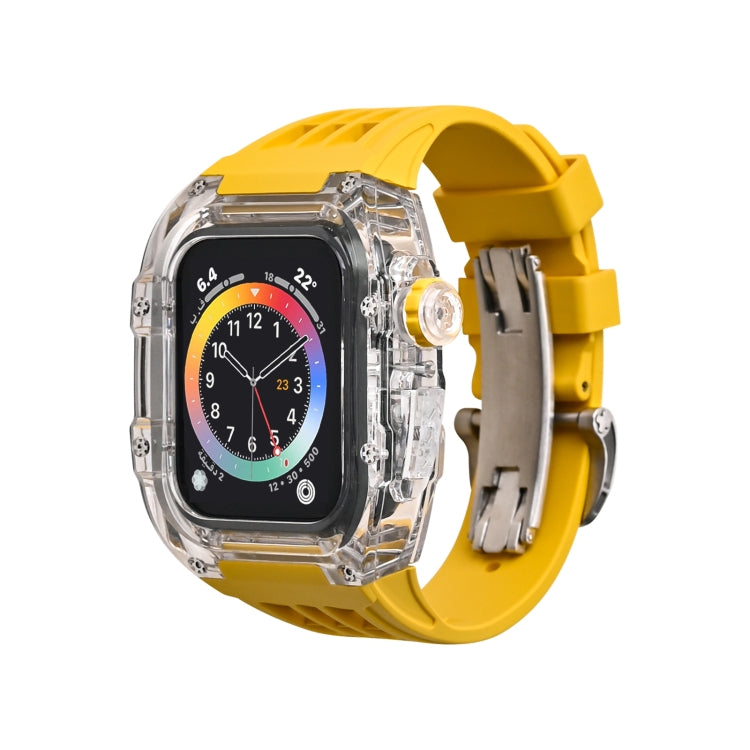 Cassa del cinturino dell'orologio trasparente in gomma fluorurata, For Apple Watch Series 8&7 45mm, For Apple Watch Series 8&7 45mm/SE 2&6&SE&5&4 44mm