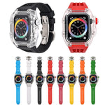 Cassa del cinturino dell'orologio trasparente in gomma fluorurata, For Apple Watch Series 8&7 45mm, For Apple Watch Series 8&7 45mm/SE 2&6&SE&5&4 44mm