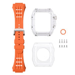 Cassa del cinturino dell'orologio trasparente in gomma fluorurata, For Apple Watch Series 8&7 45mm, For Apple Watch Series 8&7 45mm/SE 2&6&SE&5&4 44mm