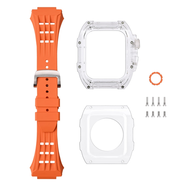Cassa del cinturino dell'orologio trasparente in gomma fluorurata, For Apple Watch Series 8&7 45mm, For Apple Watch Series 8&7 45mm/SE 2&6&SE&5&4 44mm