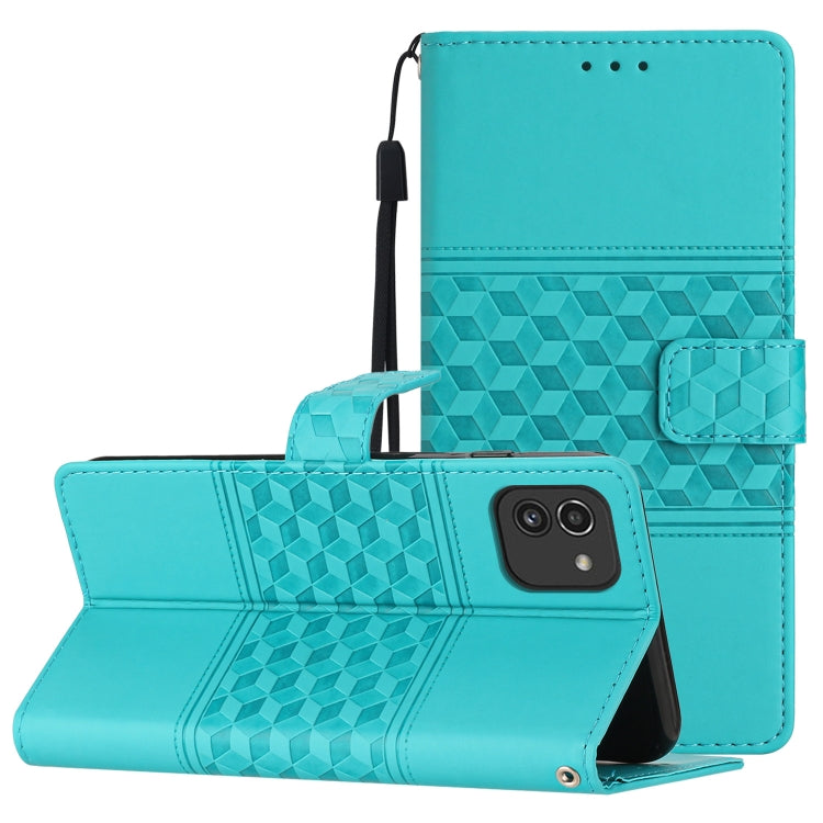 Custodia per telefono in pelle con effetto pelle goffrata a diamante con cordino, For Samsung Galaxy A02s 164mm, For Samsung Galaxy A02s EU Edition, For Samsung Galaxy A03, For Samsung Galaxy A03 Core