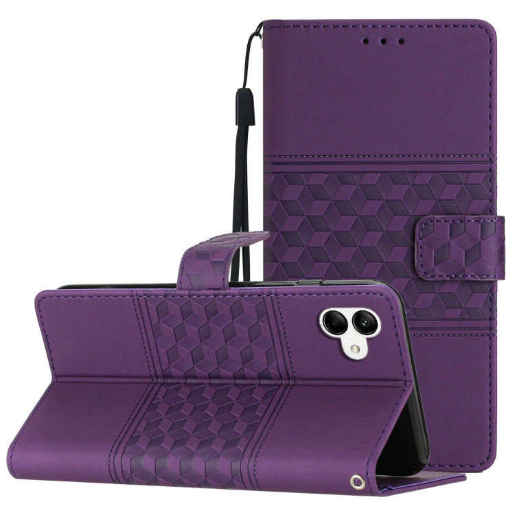 Custodia per telefono in pelle con effetto pelle goffrata a diamante con cordino, For Samsung Galaxy A04, For Samsung Galaxy A04 Core, For Samsung Galaxy A04e, For Samsung Galaxy A04s