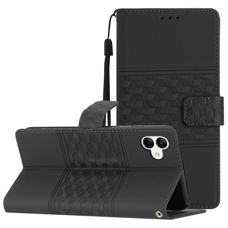 Custodia per telefono in pelle con effetto pelle goffrata a diamante con cordino, For Samsung Galaxy A04, For Samsung Galaxy A04 Core, For Samsung Galaxy A04e, For Samsung Galaxy A04s