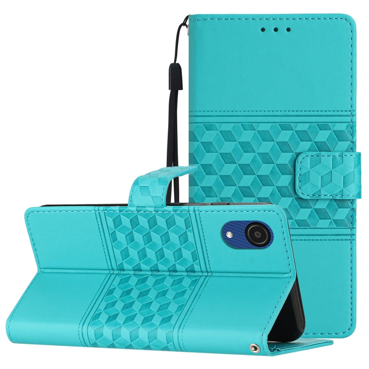 Custodia per telefono in pelle con effetto pelle goffrata a diamante con cordino, For Samsung Galaxy A04, For Samsung Galaxy A04 Core, For Samsung Galaxy A04e, For Samsung Galaxy A04s