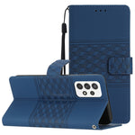 Custodia per telefono in pelle con effetto pelle goffrata a diamante con cordino, For Samsung Galaxy A32 4G, For Samsung Galaxy A32 5G, For Samsung Galaxy A33, For Samsung Galaxy A34