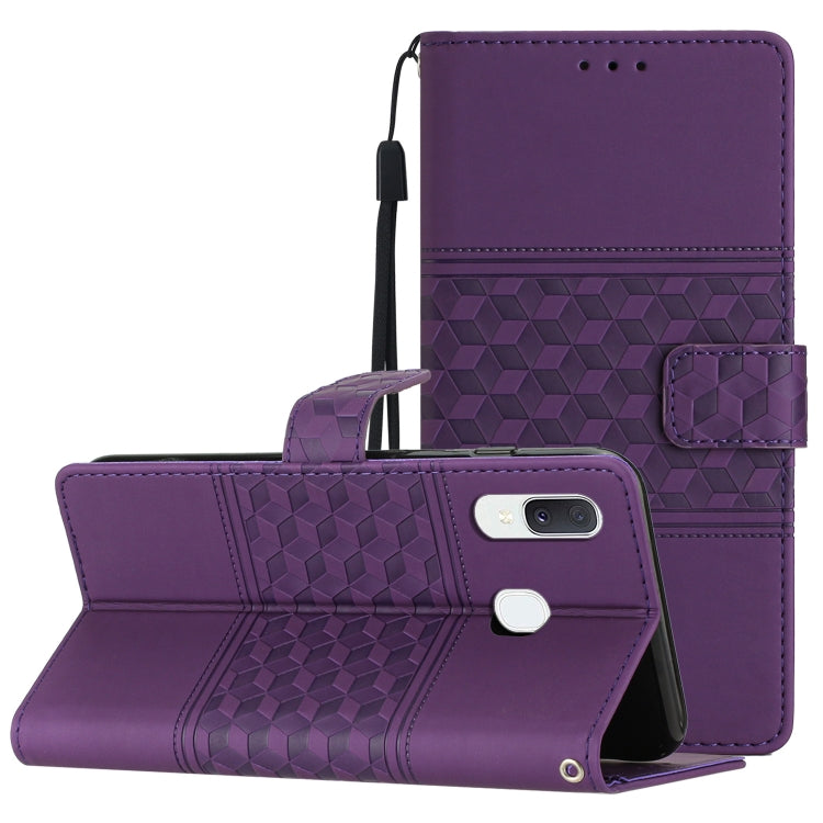 Custodia per telefono in pelle con effetto pelle goffrata a diamante con cordino, For Samsung Galaxy A40, For Samsung Galaxy A41, For Samsung Galaxy A42, For Samsung Galaxy A50
