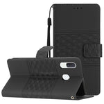 Custodia per telefono in pelle con effetto pelle goffrata a diamante con cordino, For Samsung Galaxy A40, For Samsung Galaxy A41, For Samsung Galaxy A42, For Samsung Galaxy A50
