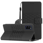 Custodia per telefono in pelle con effetto pelle goffrata a diamante con cordino, For Samsung Galaxy A40, For Samsung Galaxy A41, For Samsung Galaxy A42, For Samsung Galaxy A50