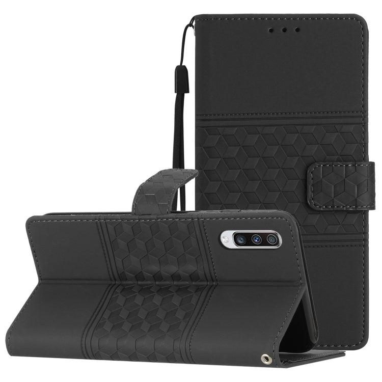 Custodia per telefono in pelle con effetto pelle goffrata a diamante con cordino, For Samsung Galaxy A40, For Samsung Galaxy A41, For Samsung Galaxy A42, For Samsung Galaxy A50
