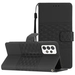 Custodia per telefono in pelle con effetto pelle goffrata a diamante con cordino, For Samsung Galaxy A70, For Samsung Galaxy A71, For Samsung Galaxy A72, For Samsung Galaxy A73