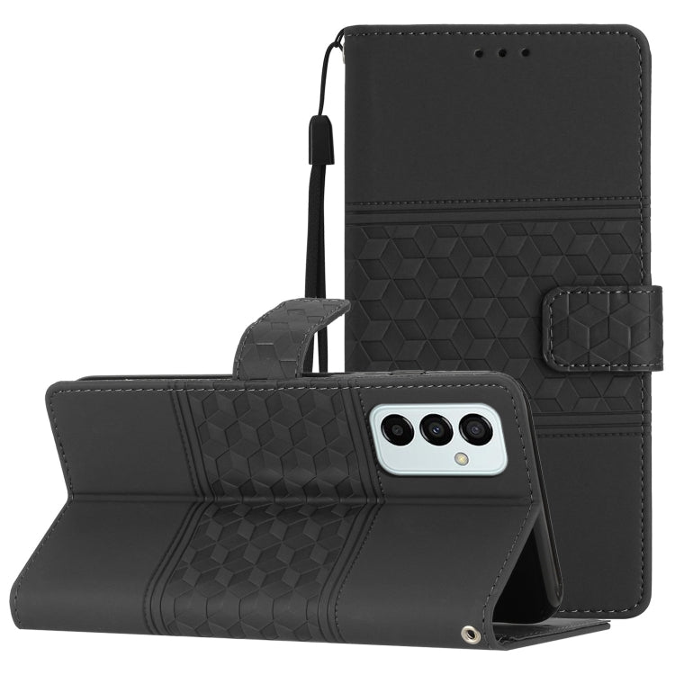 Custodia per telefono in pelle con effetto pelle goffrata a diamante con cordino, For Samsung Galaxy M23, For Samsung Galaxy M32, For Samsung Galaxy M33, For Samsung Galaxy M52