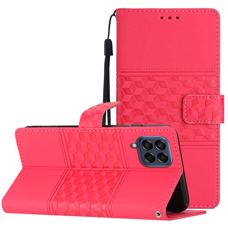 Custodia per telefono in pelle con effetto pelle goffrata a diamante con cordino, For Samsung Galaxy M53, For Samsung Galaxy Note 8, For Samsung Galaxy Note9, For Samsung Galaxy Note10