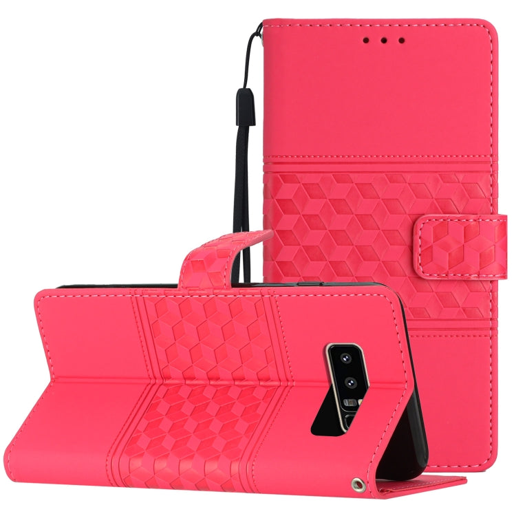 Custodia per telefono in pelle con effetto pelle goffrata a diamante con cordino, For Samsung Galaxy M53, For Samsung Galaxy Note 8, For Samsung Galaxy Note9, For Samsung Galaxy Note10