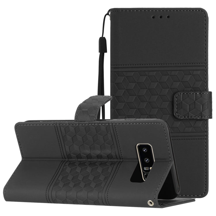 Custodia per telefono in pelle con effetto pelle goffrata a diamante con cordino, For Samsung Galaxy M53, For Samsung Galaxy Note 8, For Samsung Galaxy Note9, For Samsung Galaxy Note10