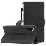Custodia per telefono in pelle con effetto pelle goffrata a diamante con cordino, For Samsung Galaxy M53, For Samsung Galaxy Note 8, For Samsung Galaxy Note9, For Samsung Galaxy Note10