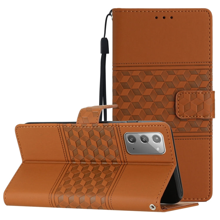 Custodia per telefono in pelle con effetto pelle goffrata a diamante con cordino, For Samsung Galaxy Note10+, For Samsung Galaxy Note20, For Samsung Galaxy Note20 Ultra, For Samsung Galaxy S10