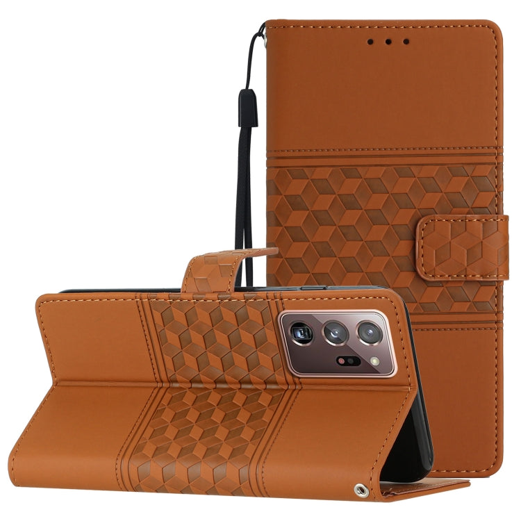 Custodia per telefono in pelle con effetto pelle goffrata a diamante con cordino, For Samsung Galaxy Note10+, For Samsung Galaxy Note20, For Samsung Galaxy Note20 Ultra, For Samsung Galaxy S10