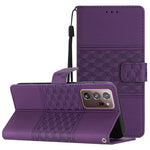 Custodia per telefono in pelle con effetto pelle goffrata a diamante con cordino, For Samsung Galaxy Note10+, For Samsung Galaxy Note20, For Samsung Galaxy Note20 Ultra, For Samsung Galaxy S10