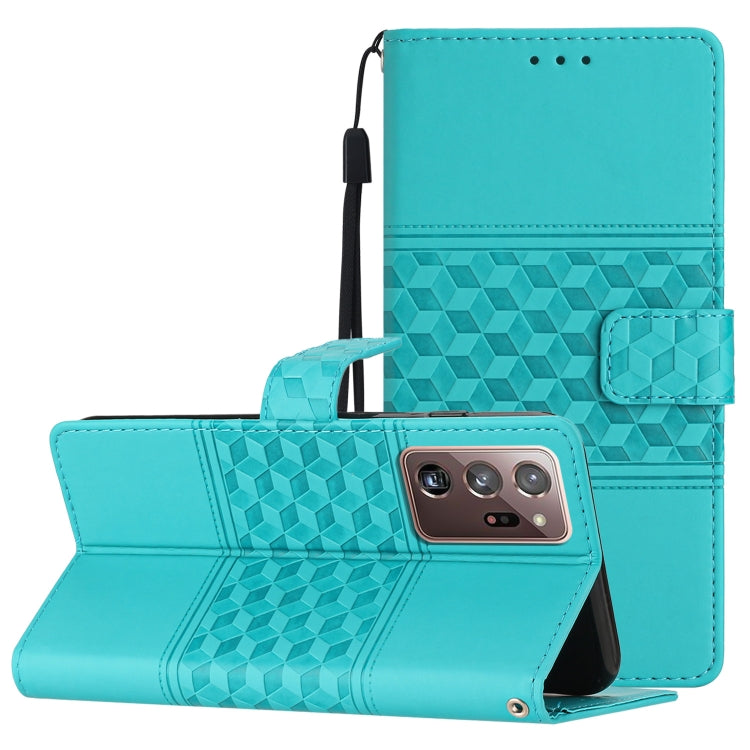 Custodia per telefono in pelle con effetto pelle goffrata a diamante con cordino, For Samsung Galaxy Note10+, For Samsung Galaxy Note20, For Samsung Galaxy Note20 Ultra, For Samsung Galaxy S10