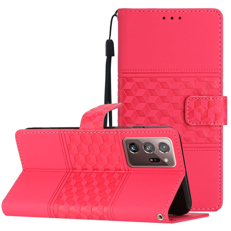 Custodia per telefono in pelle con effetto pelle goffrata a diamante con cordino, For Samsung Galaxy Note10+, For Samsung Galaxy Note20, For Samsung Galaxy Note20 Ultra, For Samsung Galaxy S10