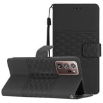 Custodia per telefono in pelle con effetto pelle goffrata a diamante con cordino, For Samsung Galaxy Note10+, For Samsung Galaxy Note20, For Samsung Galaxy Note20 Ultra, For Samsung Galaxy S10