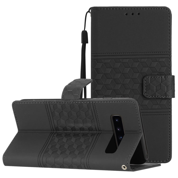 Custodia per telefono in pelle con effetto pelle goffrata a diamante con cordino, For Samsung Galaxy Note10+, For Samsung Galaxy Note20, For Samsung Galaxy Note20 Ultra, For Samsung Galaxy S10