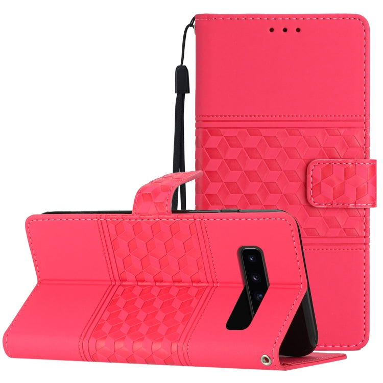 Custodia per telefono in pelle con effetto pelle goffrata a diamante con cordino, For Samsung Galaxy S10+, For Samsung Galaxy S10E, For Samsung Galaxy S20, For Samsung Galaxy S20 FE