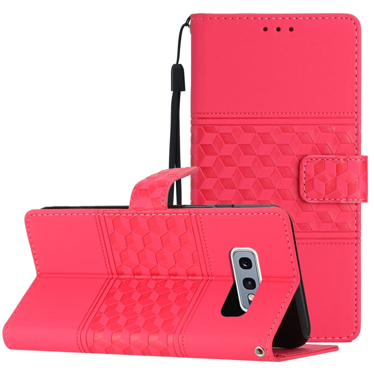 Custodia per telefono in pelle con effetto pelle goffrata a diamante con cordino, For Samsung Galaxy S10+, For Samsung Galaxy S10E, For Samsung Galaxy S20, For Samsung Galaxy S20 FE