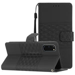 Custodia per telefono in pelle con effetto pelle goffrata a diamante con cordino, For Samsung Galaxy S10+, For Samsung Galaxy S10E, For Samsung Galaxy S20, For Samsung Galaxy S20 FE