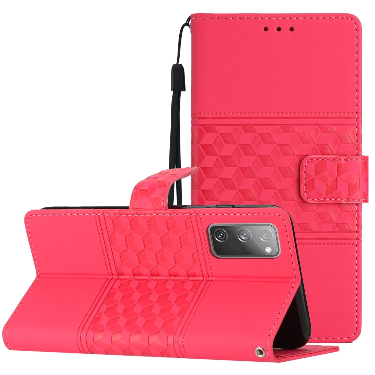 Custodia per telefono in pelle con effetto pelle goffrata a diamante con cordino, For Samsung Galaxy S10+, For Samsung Galaxy S10E, For Samsung Galaxy S20, For Samsung Galaxy S20 FE