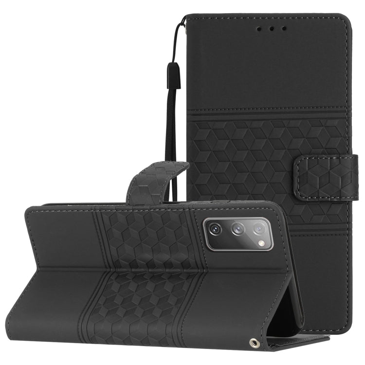 Custodia per telefono in pelle con effetto pelle goffrata a diamante con cordino, For Samsung Galaxy S10+, For Samsung Galaxy S10E, For Samsung Galaxy S20, For Samsung Galaxy S20 FE