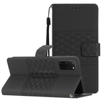 Custodia per telefono in pelle con effetto pelle goffrata a diamante con cordino, For Samsung Galaxy S20+, For Samsung Galaxy S20 Ultra, For Samsung Galaxy S21 5G, For Samsung Galaxy S21 FE 5G