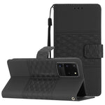 Custodia per telefono in pelle con effetto pelle goffrata a diamante con cordino, For Samsung Galaxy S20+, For Samsung Galaxy S20 Ultra, For Samsung Galaxy S21 5G, For Samsung Galaxy S21 FE 5G