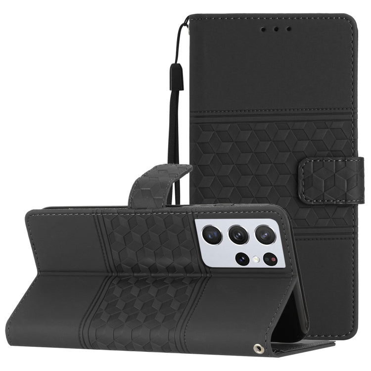 Custodia per telefono in pelle con effetto pelle goffrata a diamante con cordino, For Samsung Galaxy S21+ 5G, For Samsung Galaxy S21 Ultra 5G, For Samsung Galaxy S22 5G, For Samsung Galaxy S22+ 5G