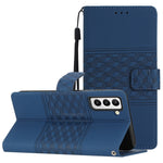 Custodia per telefono in pelle con effetto pelle goffrata a diamante con cordino, For Samsung Galaxy S21+ 5G, For Samsung Galaxy S21 Ultra 5G, For Samsung Galaxy S22 5G, For Samsung Galaxy S22+ 5G
