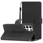 Custodia per telefono in pelle con effetto pelle goffrata a diamante con cordino, For Samsung Galaxy S22 Ultra 5G, For Samsung Galaxy S23 5G, For Samsung Galaxy S23+ 5G, For Samsung Galaxy S23 Ultra 5G