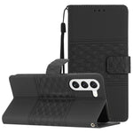 Custodia per telefono in pelle con effetto pelle goffrata a diamante con cordino, For Samsung Galaxy S22 Ultra 5G, For Samsung Galaxy S23 5G, For Samsung Galaxy S23+ 5G, For Samsung Galaxy S23 Ultra 5G