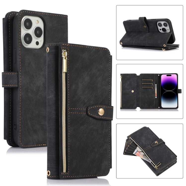 Custodia per cellulare in pelle con cerniera per portafoglio da 9 carte da sogno, For iPhone 14, For iPhone 14 Plus, For iPhone 14 Pro, For iPhone 14 Pro Max