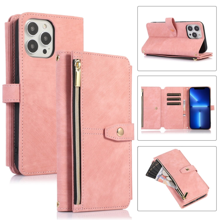 Custodia per cellulare in pelle con cerniera per portafoglio da 9 carte da sogno, For iPhone 13, For iPhone 13 Pro, For iPhone 13 Pro Max, For iPhone 12 mini