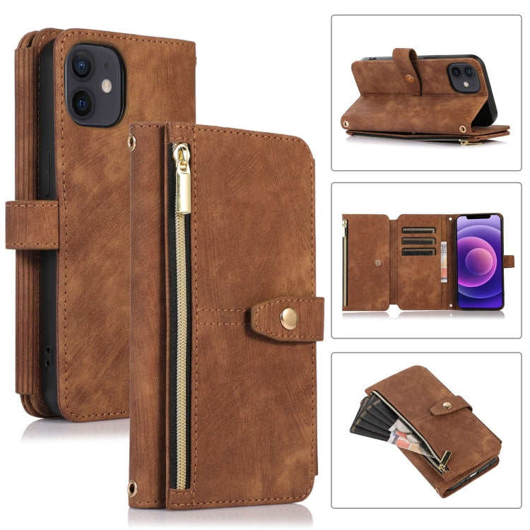 Custodia per cellulare in pelle con cerniera per portafoglio da 9 carte da sogno, For iPhone 12, For iPhone 12 Pro, For iPhone 12 Pro Max, For iPhone 11