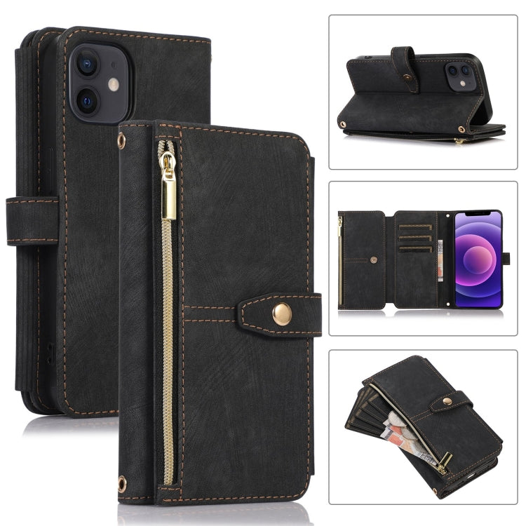 Custodia per cellulare in pelle con cerniera per portafoglio da 9 carte da sogno, For iPhone 12, For iPhone 12 Pro, For iPhone 12 Pro Max, For iPhone 11