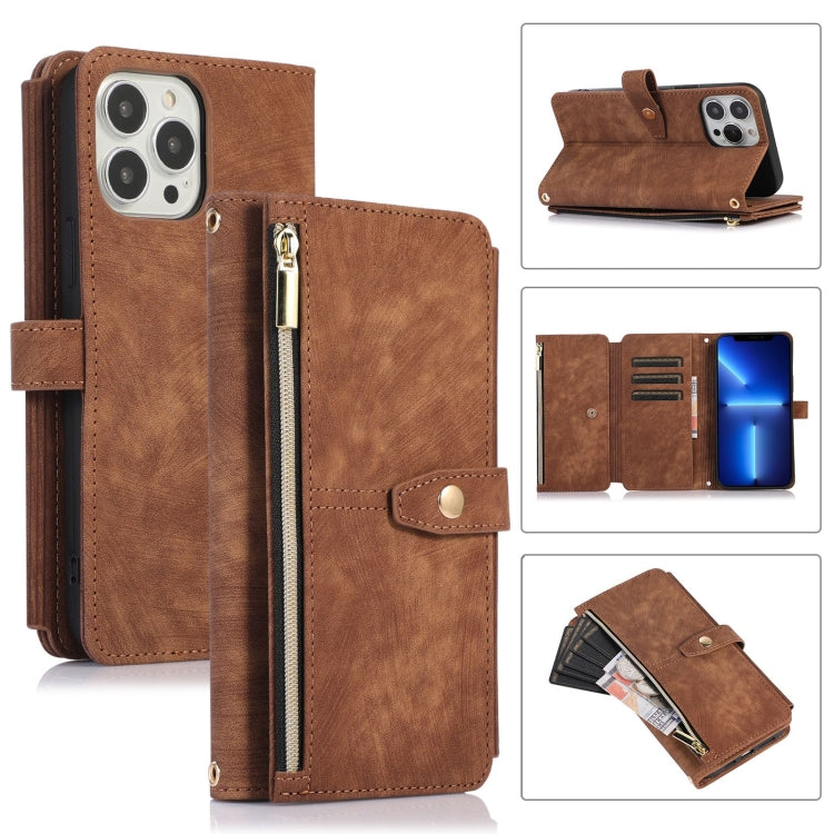 Custodia per cellulare in pelle con cerniera per portafoglio da 9 carte da sogno, For iPhone 12, For iPhone 12 Pro, For iPhone 12 Pro Max, For iPhone 11